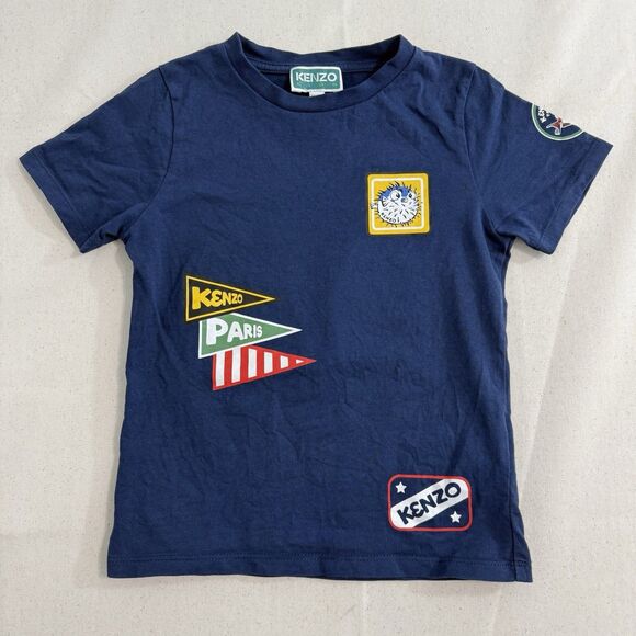 Kenzo Kids Blue Logo Short Sleeve T-Shirt Size 5A Years - Picture 1 of 9
